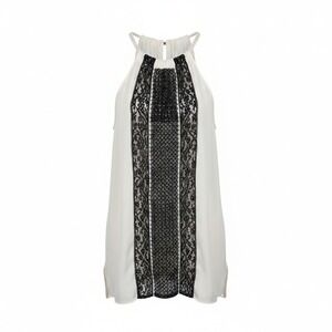 Kobi Halperin Black White Embellished Halter Rope Neck And Tie Tank Top Large